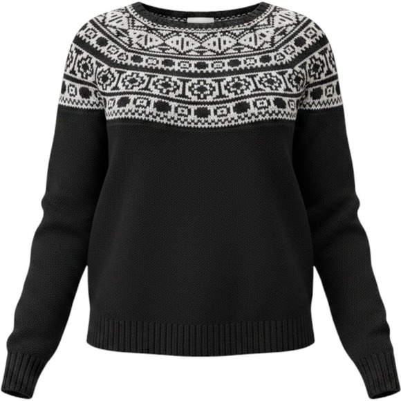 American Eagle Outfitters Sweaters - American Eagle Fair Isle Geometric Wool Knit Sweater Black White Women's Medium